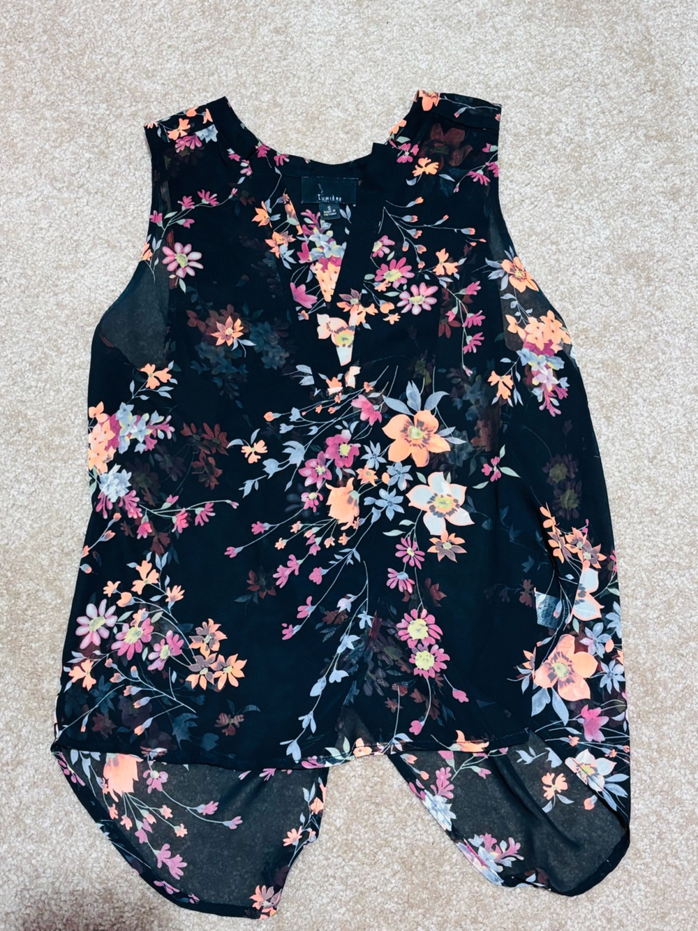 Sheer Black Floral Tank